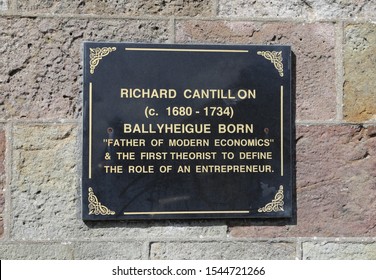 Ballyheigue, County Kerry, Ireland.  September 13, 2019.   A Commemorative Sign For Richard Cantillon,  A Distinguished Economist Who Defined The Role Of An Entrepreneur. 