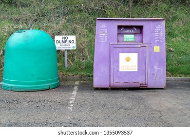 Ballymena, Northern Ireland, March 2019, Recycling Centre in Ballymena with a no dumping sign.