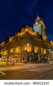 Balmoral Hotel In Edinburgh, Scotland, At Night