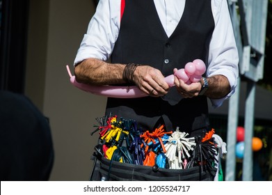 Baloon Magician Making Baloon Animal On Children Party