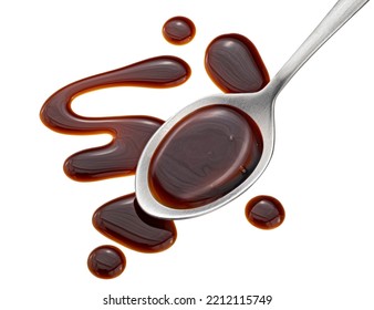 Balsamic sauce in spoon isolated on white background, top view - Powered by Shutterstock