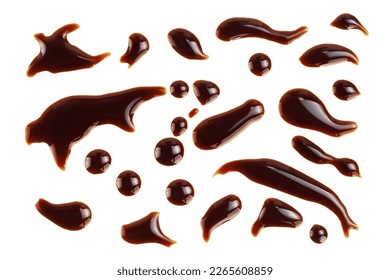 Balsamic vinegar isolated on white background. Top view. Flat lay