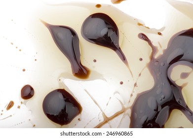 Balsamic Vinegar And Oil Drops Close Up 