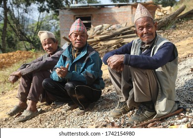 Balthali, Kavre/Nepal-12/04/2019 : Men Killing Time By Chatting In Balthali. This Lockdown Added More Employment Challenges For The Daily Wage Workers Making Them More Vulnerable. 