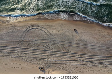 Baltic Sea beach in Curonian Spit national park, aerial