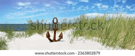 Baltic Sea Beach wit rusty Anchor - Panorama
