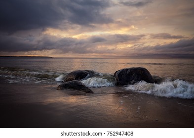 Baltic Sea. The Gulf Of Finland. Estonia. Sunset.