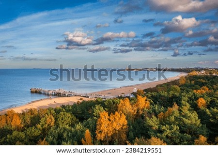 Baltic Sea pier in Gdansk Brzezno at autumn, Poland