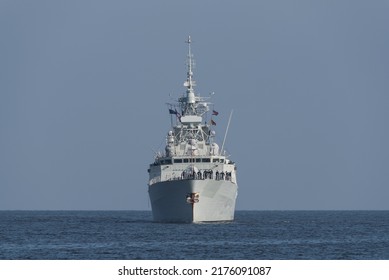 BALTIC SEA - POLAND - 2022: A Canadian Navy Frigate Sails On The Sea
