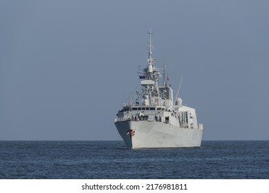 BALTIC SEA - POLAND - 2022: A Canadian Navy Frigate Sails On The Sea