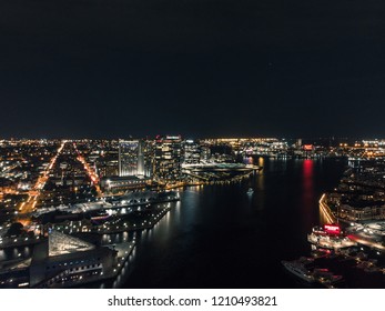 The Baltimore Inner Harbor At Night