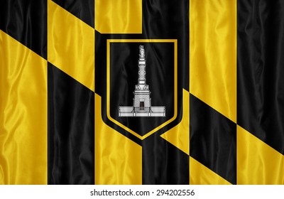 Baltimore ,Maryland Flag Pattern On Fabric Texture,retro Vintage Style