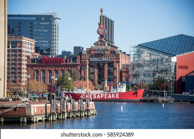 BALTIMORE, MARYLAND - NOVEMBER 22, 2016: The Inner Harbor in Baltimore, Maryland, USA.