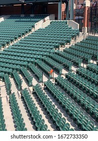 Baltimore, Maryland / United States, April 6, 2019 - Orange Seat At Orioles Park At Camden Yards Home Of The Baltimore Orioles