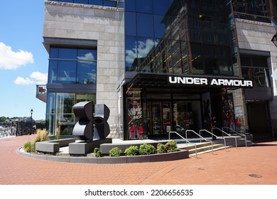 Baltimore, Maryland, USA - August 18, 2022: Entrance To The Corporate Headquarters Of Athletic Equipment And Apparel Brand Under Armour