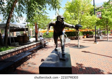 Baltimore, Maryland, USA - August 18, 2022: Statue Of Cal Ripken Jr. At Oriole Park At Camden Yards