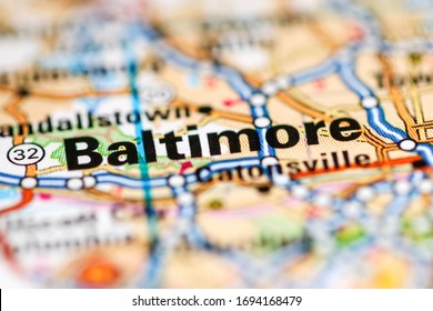 Baltimore. Maryland. USA On A Geography Map