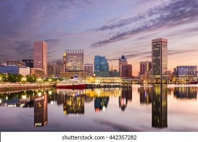 Baltimore, Maryland, USA skyline at the Inner Harbor.