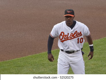 BALTIMORE - MAY 1: Adam Jones Of The Baltimore Orioles Stands Before A Game At Camden Yards On May 1, 2010 In Baltimore, Maryland