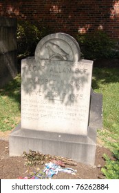 BALTIMORE, MD - JULY 2: The Original Grave Of Poet Edgar Allan Poe Is Shown At Old Westminster Burial Ground On July 2, 2007 In Baltimore, MD.