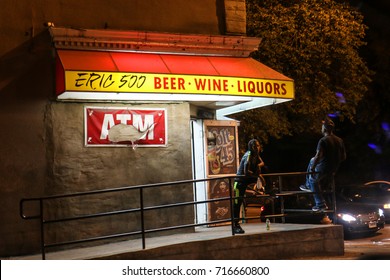 Baltimore, MD - September 16, 2017: A Bad Neighborhood In The City Of Baltimore Late At Night.