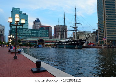 Baltimore, MD, USA June 25 The USS Constellation, A Sloop Of War, Is Moored At Inner Harbor In Baltimore, Maryland