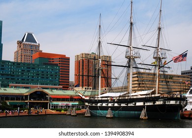 Baltimore, MD, USA May 10 The Sloop Of War USS Constellation Is Docked In Inner Harbor Of Baltimore, Maryland