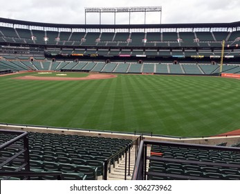 BALTIMORE, MD-AUGUST, 2015:  View Of The Right Field Seating At The Baltimore Orioles Stadium At Camden Yards.