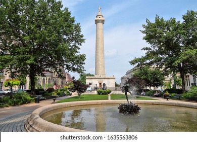 BALTIMORE, USA - JUNE 12, 2013: Mount Vernon Historic District In Baltimore. Baltimore Is The Largest City In The State Of Maryland With 622,104 People.