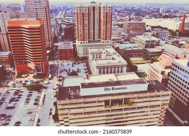 BALTIMORE, USA - JUNE 12, 2013: Aerial View Of Baltimore, Maryland. Baltimore Is The Largest City In The State Of Maryland With 622,104 People.