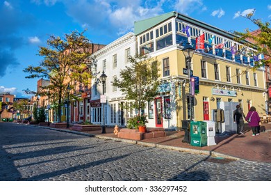 BALTIMORE-OCTOBER 18: The Waterfront Promenade at Fells Point, a popular tourist destination on October 18 2015 in Baltimore.