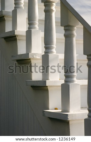 Image, Stock Photo Steep wooden staircase