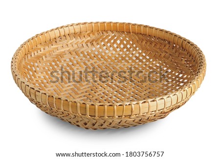 Bamboo basket isolated on white background.