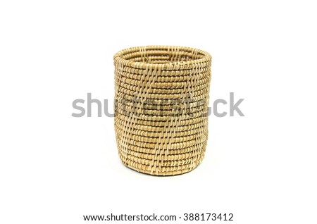 bamboo basket on white background.