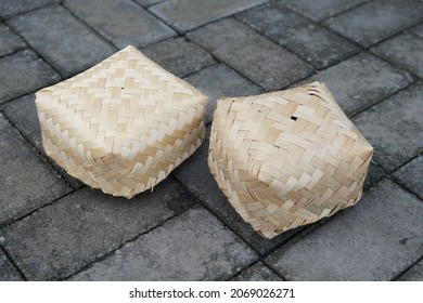 Bamboo Besek Is A Traditional Food Box Made Of Woven Bamboo Which Is Used To Store Goods Or Food. Besek Is A Traditional Hand Crafted Food Container Originating From Java, Indonesia.