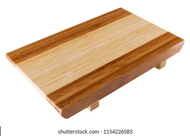 bamboo board for presentation of sushi or other asian food, isolated on white background - Shutterstock ID 1154226583