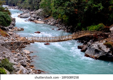 Bamboo Bridge Handmade In Nepal Annapurna Circuit