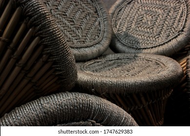 Bamboo Cane And Wicker Weaved Chairs Installation At The Kochi Biennale 2017