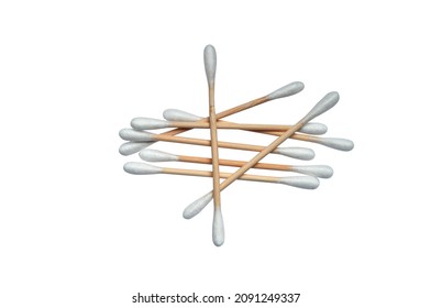 Bamboo cotton swabs isolated on white