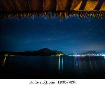 Bamboo Hut With Star In Night