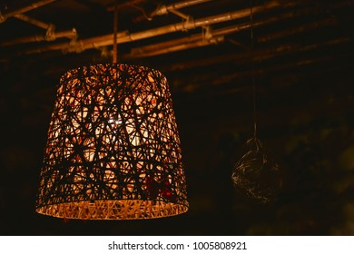 Bamboo Lamp In A Dark Room, Warm Light Yoga Night