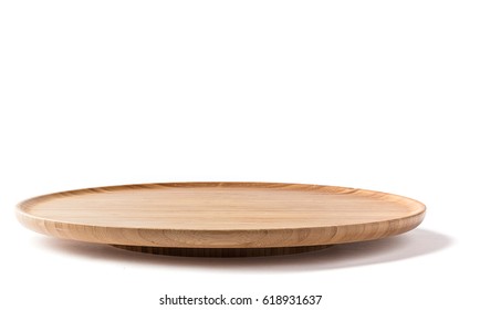 Bamboo Lazy Susan On A White Background Side View