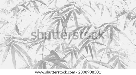 Bamboo leaves pattern on the branches in tropical forest with grayscale color or black and white tone for vintage background