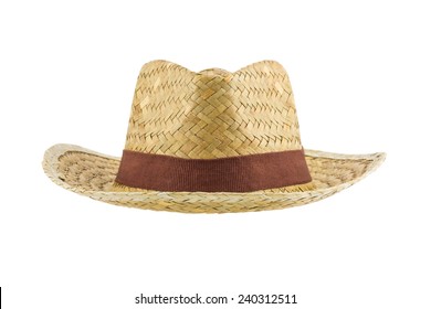 Bamboo Panama Hat Isolated On White Background