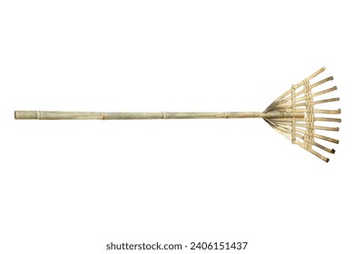 Bamboo rake is a natural material woven and tied with rope, used for sweeping or hooking things that need to be cleaned.