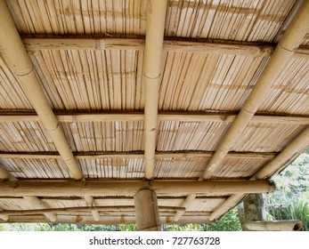 Bamboo roof of a bamboo house in Northern of Thailand