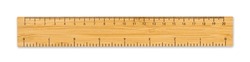 Bamboo Ruler With Measures In Centimeters And Inches Isolated On White Background