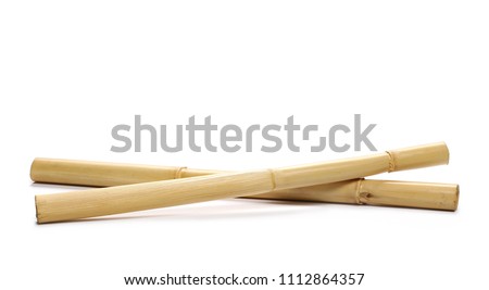 Bamboo sticks isolated on white, side view