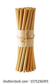 Bamboo Straw Isolated On White Background ( Straw From Natural Material / Green Product Concept )
