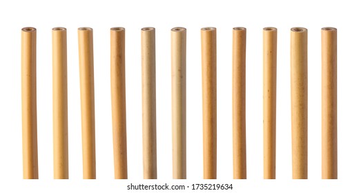 Bamboo Straw Isolated On White Background ( Straw From Natural Material / Green Product Concept )
